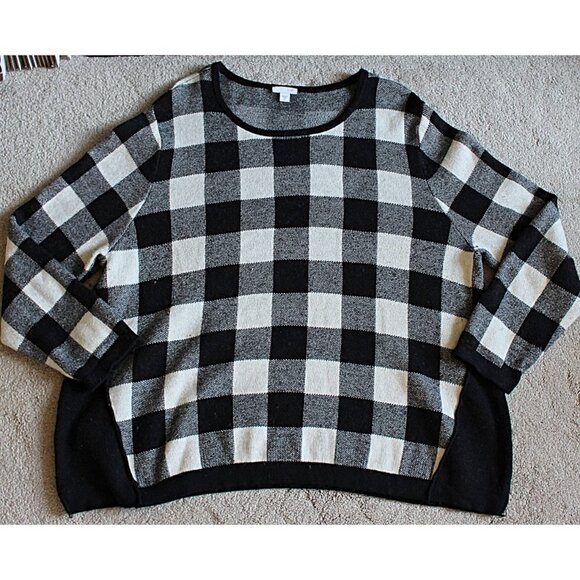 J Jill - Women's Buffalo Check Cotton Wool Blend Crewneck Pullover - XL - Picture 5 of 7